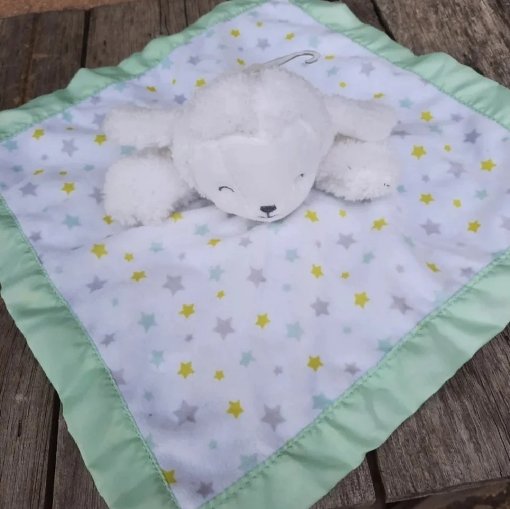 Carters White Lamb Lovey Plush Security Blanket 12.5